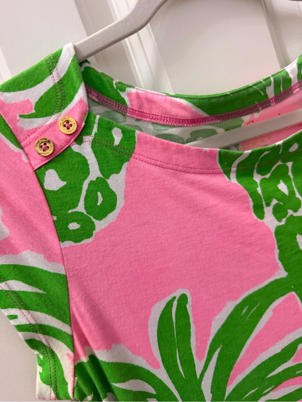 Lilly Pulitzer Pink Dress with Green Tropical Print - Picture 3 of 5